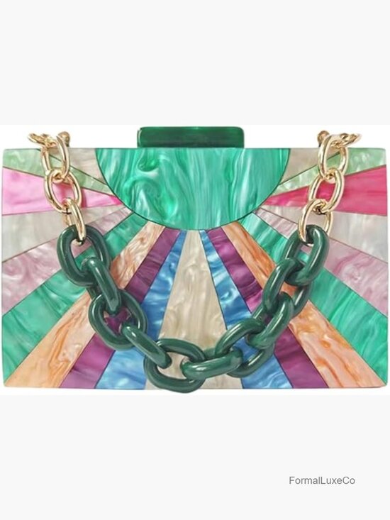 Handbags - Acrylic Evening Clutch Bag Box Purse Handbag Wedding Banquet Cocktail Chain